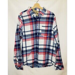 CHUBBIES All Around Stretch Flannel‎ Red White Blue Button Front Shirt LARGE NEW